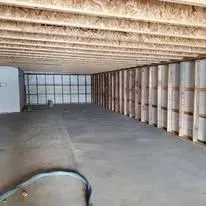 Insulated interior of a large commercial building after spray foam work